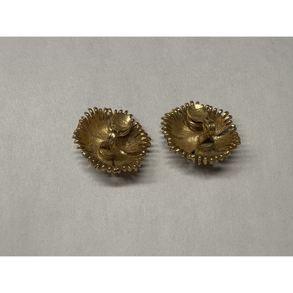 Vintage Monet "Cordelia" Leroy Miozzi Book Piece Goldtone Clip-on Earrings 1960s - Picture 4 of 6